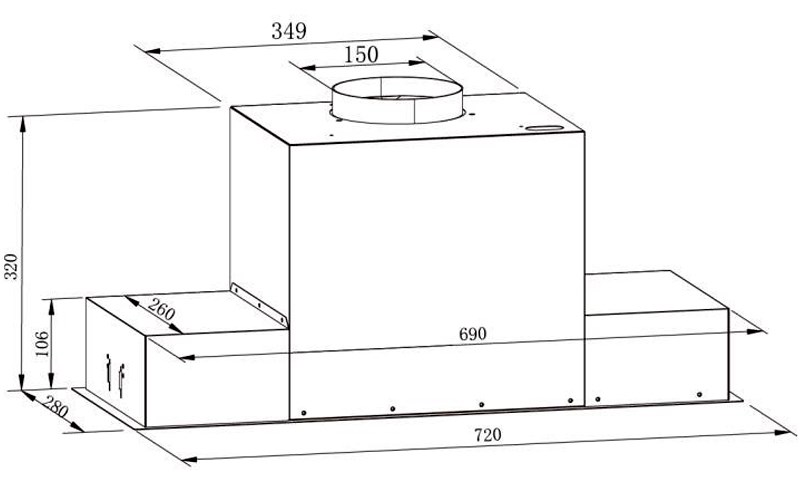 Máy Hút Mùi Âm Tủ Toàn Phần Kaff  KF-BI70PR