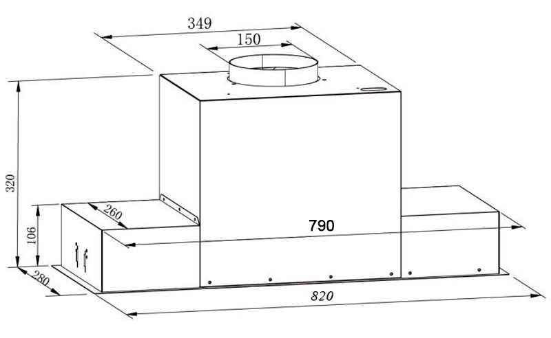 Máy Hút Mùi Âm Tủ Toàn Phần Kaff KF-BI80PR