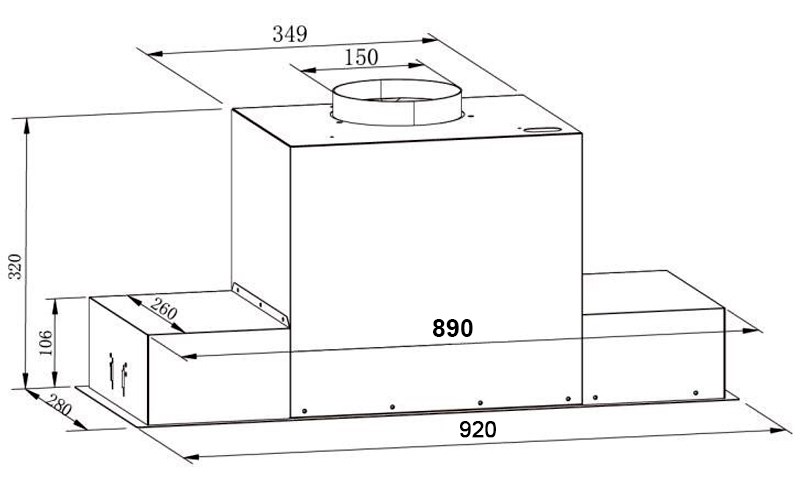 Máy Hút Mùi Âm Tủ Toàn Phần Kaff  KF-BI90PR