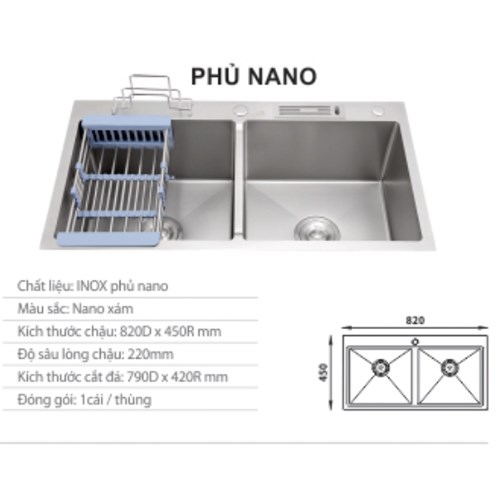 Chậu Rửa Hai Ngăn EURONOX INOX : EUN.C-29.NANO