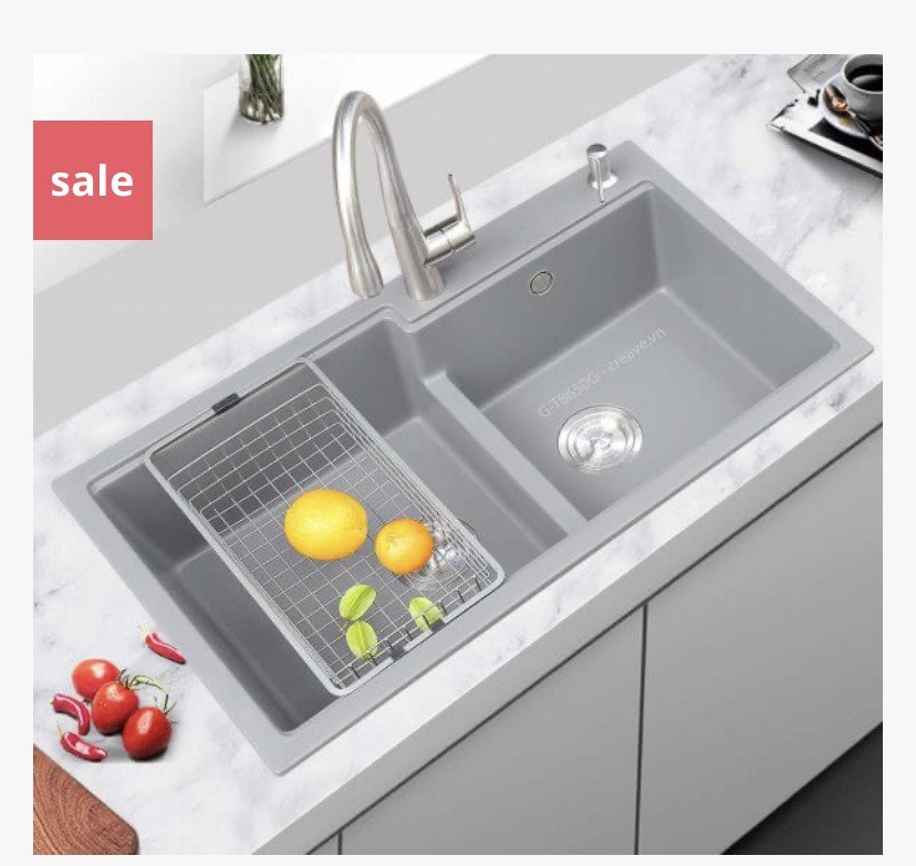 Chậu rửa chén đá nhân tạo 2 hộc CREAVE G-T8650G01