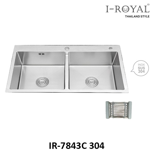 CHẬU RỬA CHÉN I-ROYAL 7843 2 HỘC CÂN INOX 304 ĐÚC IR-7843C 304