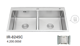 CHẬU RỬA CHÉN I-ROYAL 8245 2 HỘC CÂN INOX 304 ĐÚC IR-8245C 304