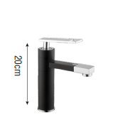VÒI LAVABO NÓNG LẠNH ĐỒNG THAU MẠ TĨNH ĐIỆN ĐEN I-ROYAL I-207B
