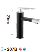 VÒI LAVABO NÓNG LẠNH ĐỒNG THAU MẠ TĨNH ĐIỆN ĐEN I-ROYAL I-207B