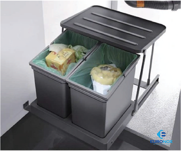 Thùng đựng rác 2 khoang gắn cánh