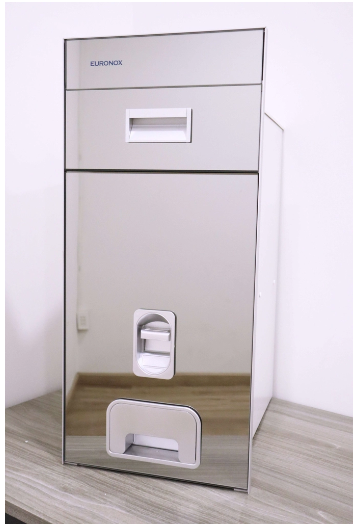 Thùng gạo gương, nút nhấn - màu bạc Mirror Rice Barrel, Press-button - Silver colour