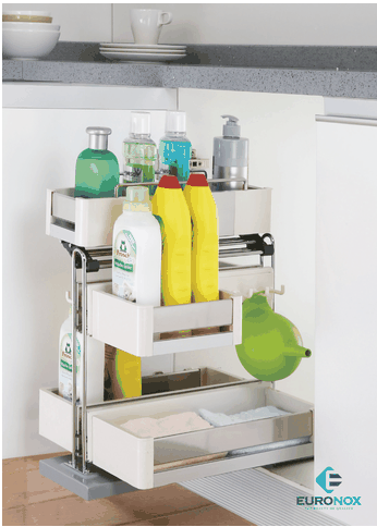  kệ đựng chất tẩy rửa inox kết hợp nhựa cao cấp Kệ đựng chất tẩy rửa inox nan kết hợp nhựa cao cấp, ray âm giảm chấn