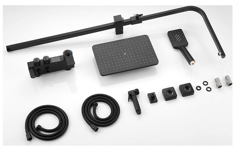 SEN TẮM ĐỨNG CHỈNH NHIỆT ĐỘ NÓNG LẠNH ĐỒNG MẠ TĨNH ĐIỆN ĐEN I-ROYAL I-9003B
