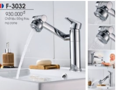 F-3032 Vòi Lavabo nóng lạnh X306 mạ Crom bóng