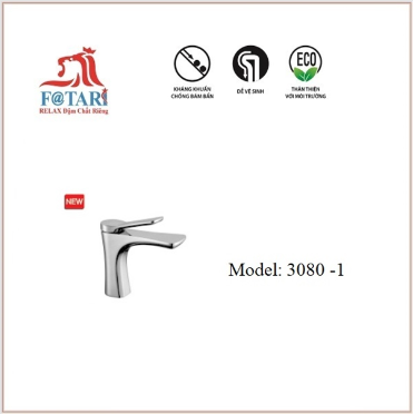 Vòi lavabo nóng lạnh bằng đồng mạ crome - 20cm